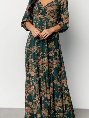 Baltic Born Liesel Green Copper Floral Maxi Dress